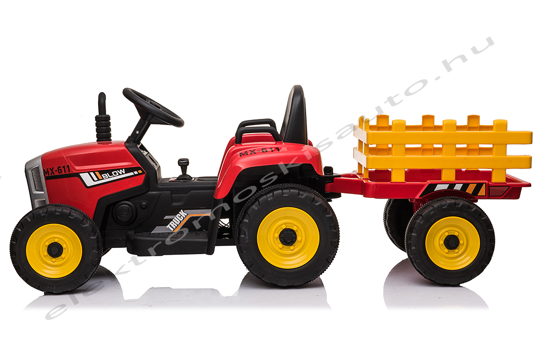 ELEKTROMOS KISAUTÓ TRAKTOR 12V + UTÁNFUTÓ PIROS - Image 5